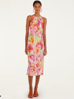 NWT Farm Rio Multicolor Artsy Flora Midi Dress